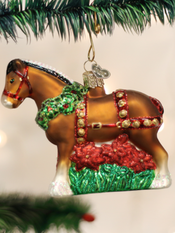 Holiday Clydesdale, Glass Ornament 12255