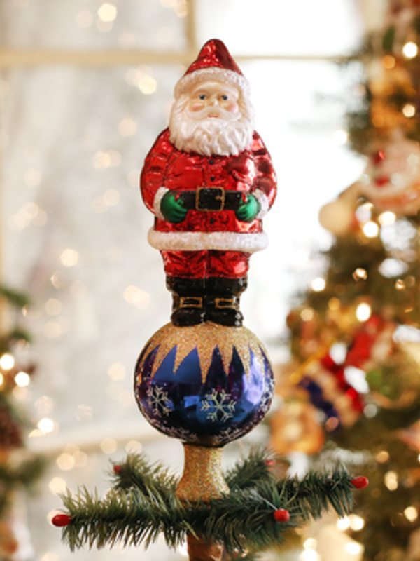 Santa, Tree Topper, Glass Blown 50002