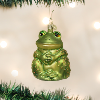 Old World Christmas Sitting frog, Glass Ornament Old World Christmas Sitting frog, Glass Ornament