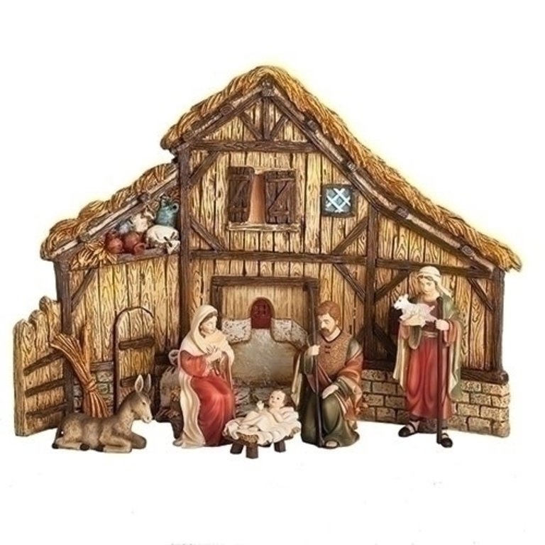 Nativity 6 Pieces with Stable 12"H