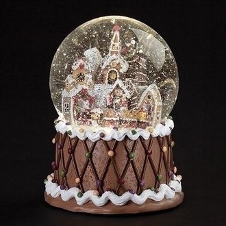Roman Boule a Neige Tourbillon Musicale Village de Pain d'Épices 6.75"H 134366 Roman Boule a Neige Tourbillon Musicale Village de Pain d'Épices 6.75"H 134366