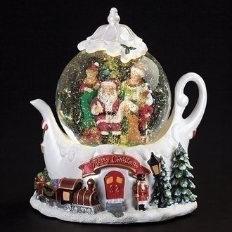 Roman Boule a Neige Tourbillon Musicale Théière du Pole Nord DEL 8"H 134367 Roman Boule a Neige Tourbillon Musicale Théière du Pole Nord DEL 8"H 134367