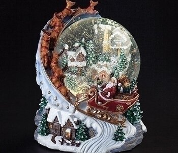 Boule a Neige Musicale Tourbillon Père Noël sur la Ville DEL 8"