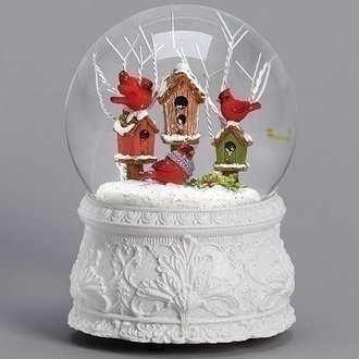 Roman Musical Snow Globe Cardinals and Birdhouses 5.5 "H 134733 Roman Musical Snow Globe Cardinals and Birdhouses 5.5 "H 134733