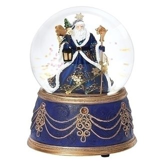 Roman Blue and Gold Santa Claus Musical Snow Globe 5.5 "H 134781 Roman Blue and Gold Santa Claus Musical Snow Globe 5.5 "H 134781