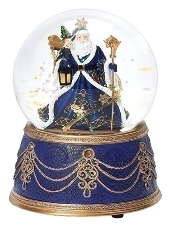 Blue/ Gold Santa Claus Musical Snow Globe 134781