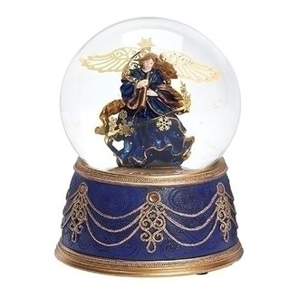 Roman Boule a Neige Musicale Ange Bleu et Or 5.5"H 134784 Roman Boule a Neige Musicale Ange Bleu et Or 5.5"H 134784