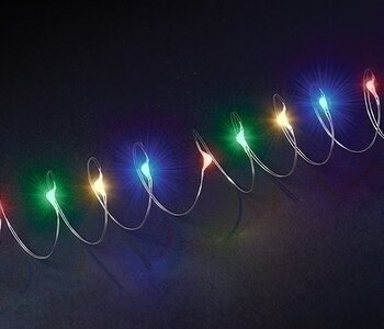 Set of 50 Multicolored LED Lights on Silver Wire 10 Timer Functions