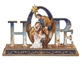 Figurine Sainte Famille Hope 6.25" Bleu et Or
