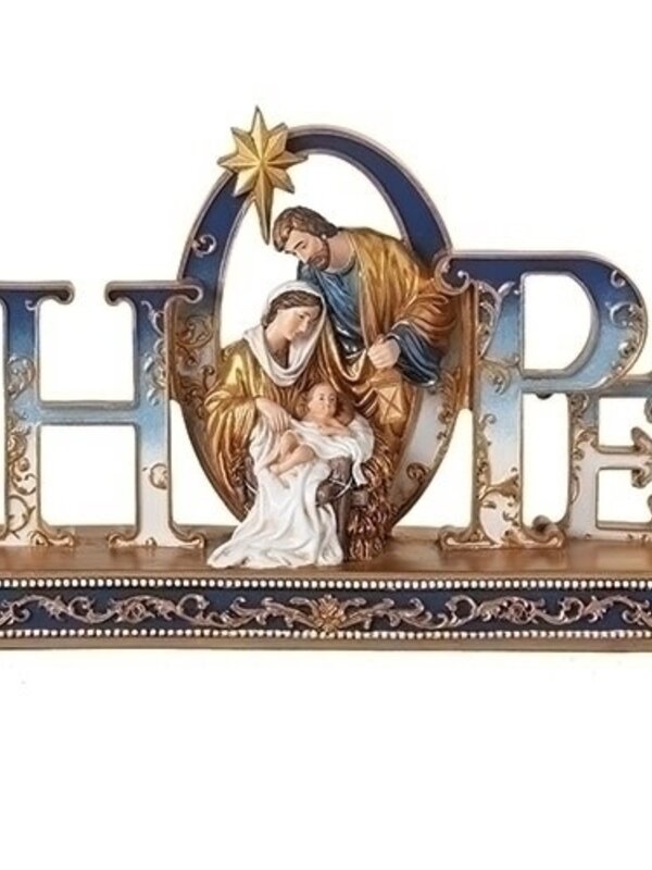 Figurine Sainte Famille Hope 6.25" Bleu et Or
