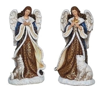 Figurine Ange Bleu et Or Ass. 2 9.25"