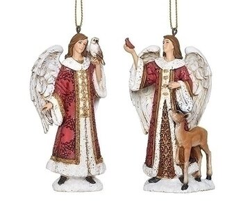 Ornement Ange Rouge et Ivoire Ass.2 4"