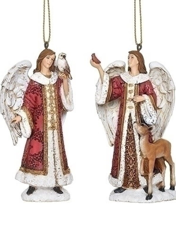 Ornement Ange Rouge et Ivoire Ass.2 4"