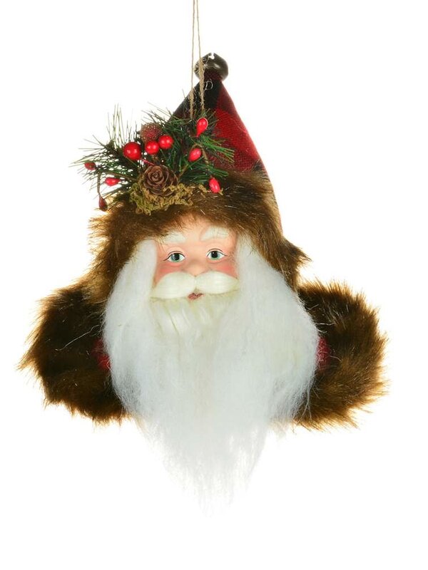 Ornement Tête de Père Noël 8"