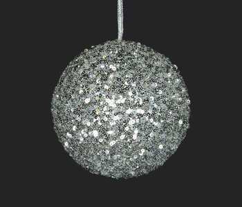 Ornement Boule Brillant Argent 4"