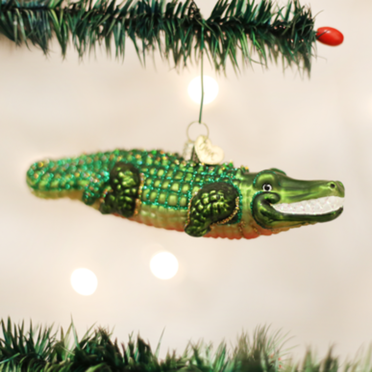 Alligator, Mouth Blown Glass Ornament
