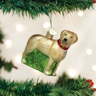 Old World Christmas Standing Yellow Lab, Glass Ornament Old World Christmas Standing Yellow Lab, Glass Ornament