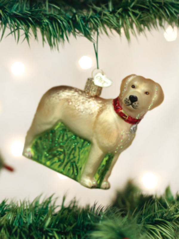 Standing Yellow Lab, Glass Ornament 12496