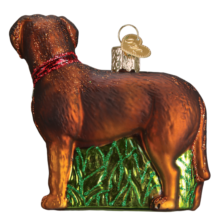 Standing Chocolate Lab, Mouth Blown Glass Ornament