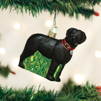 Old World Christmas Standing Black Lab, Glass Ornament Old World Christmas Standing Black Lab, Glass Ornament