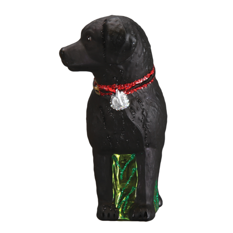 Standing Black Lab, Mouth Blown Glass Ornament