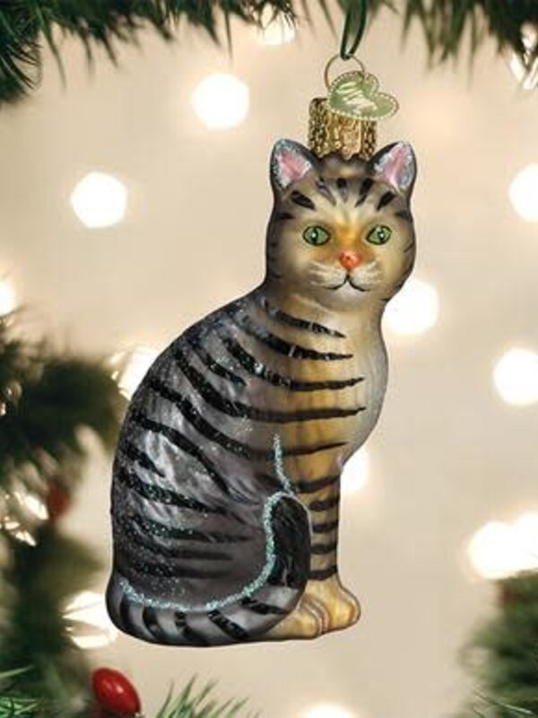 Tabby Cat, Glass Ornament 12554