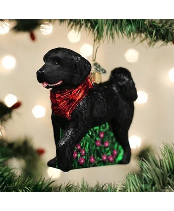 Black Doodle Dog, Mouth Blown Glass Ornament