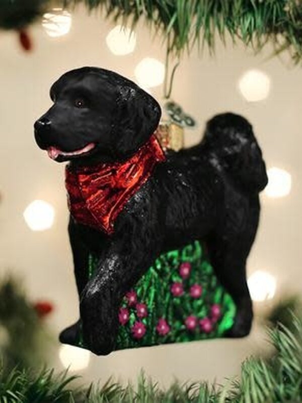 Black Doodle Dog, Glass Ornament 12560