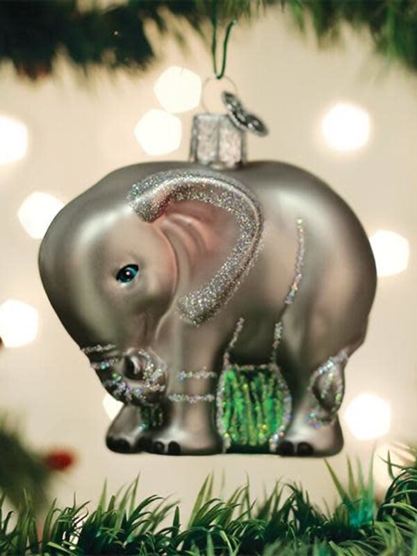 Baby Elephant Glass Ornament 12576