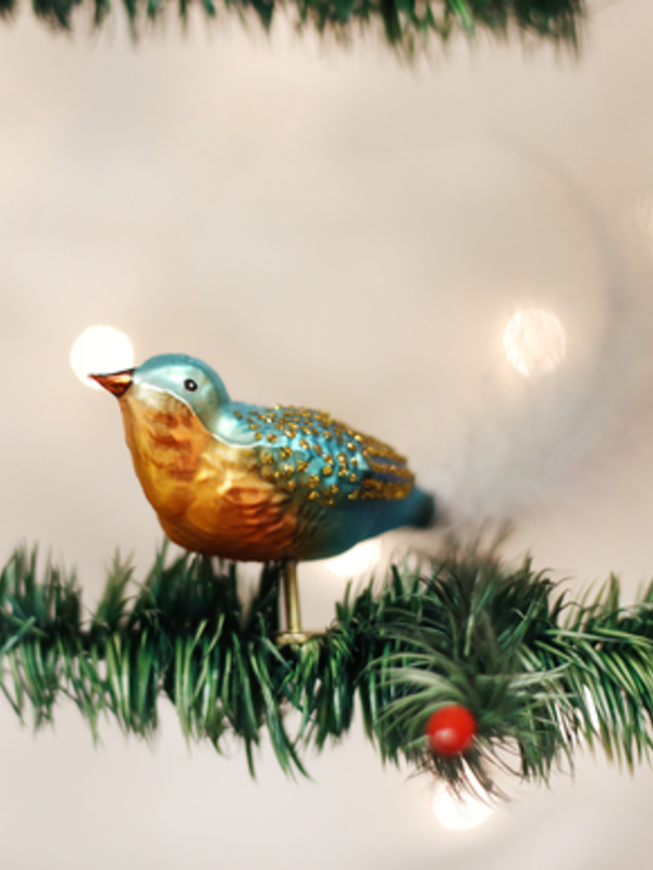 Forest Finch, Glass Ornament 18010