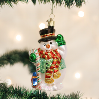 Old World Christmas Candy Cane Snowman Glass Ornament Old World Christmas Candy Cane Snowman Glass Ornament