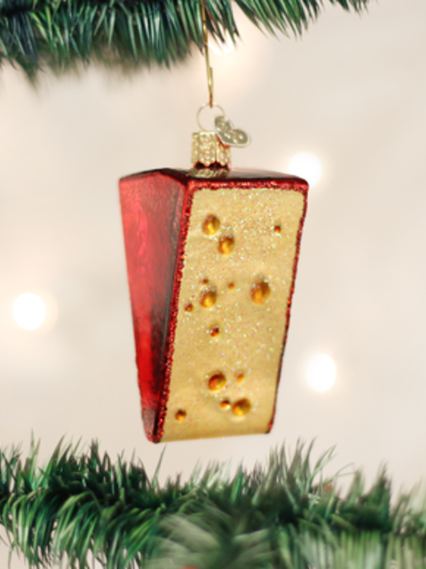 Cheese Wedge Glass Ornament 32220