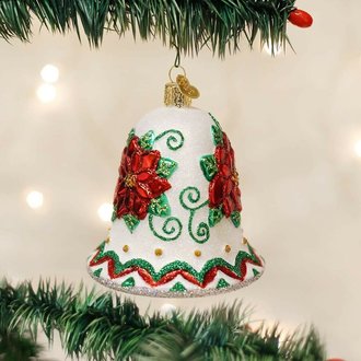 Old World Christmas Poinsettia Bell Glass Ornament Old World Christmas Poinsettia Bell Glass Ornament