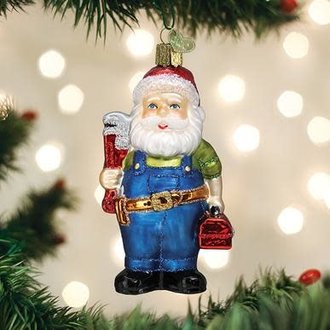 Old World Christmas Handyman Santa Glass Ornament Old World Christmas Handyman Santa Glass Ornament