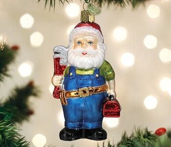 Handyman Santa Glass Ornament 40310