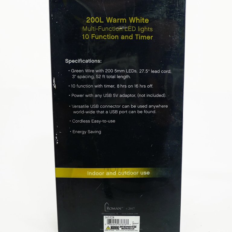 Set of 200 Warm White 3mm USB LED Lights 10 Functions 8/16 Hour Timer
