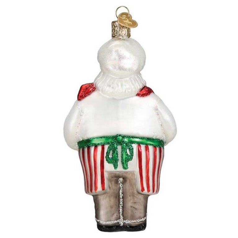 Chef Santa Mouth Blown Glass Ornament