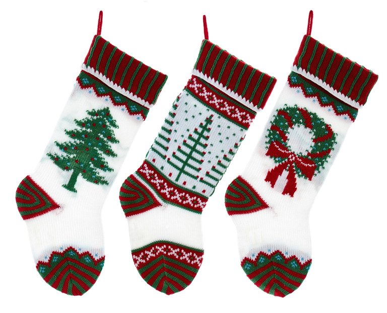 Festive Knit Christmas Stocking 20 inch , 3 styles available