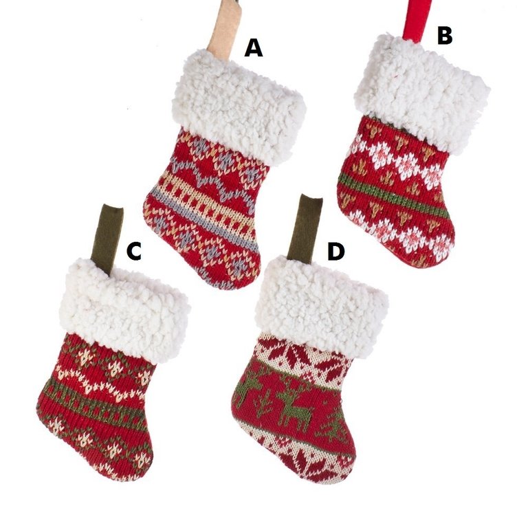 Mini Christmas Stocking Knit 6" available in 4 different colors and styles