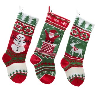 Kurt Adler Christmas Stocking Very Colorful Knit 20 inch , 3 styles available Kurt Adler Christmas Stocking Very Colorful Knit 20 inch , 3 styles available