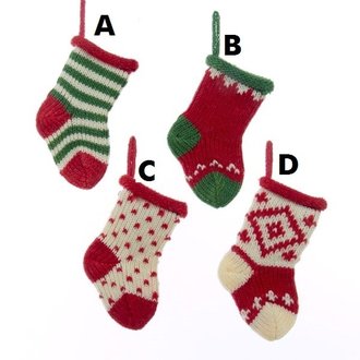 Kurt Adler Knit Christmas Stockings 5 inch , 4 styles available Kurt Adler Knit Christmas Stockings 5 inch , 4 styles available