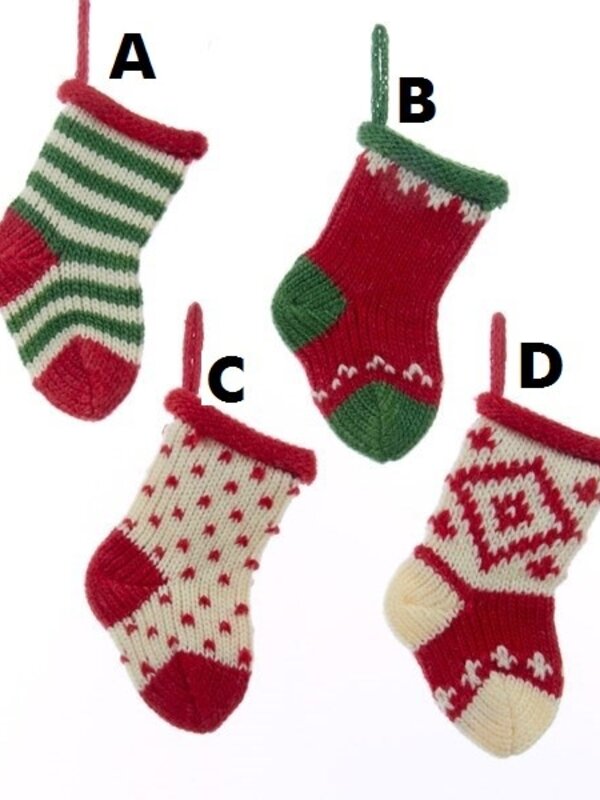 Knit Christmas Stockings 5 inch , 4 styles available