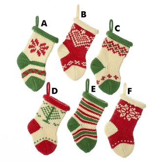Kurt Adler Small 5 inch Knit Christmas Stocking, 6 models available Kurt Adler Small 5 inch Knit Christmas Stocking, 6 models available