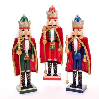 Nutcracker King with Cape, 15 " with 3 colors to choose, green, red or blue Nutcracker King with Cape, 15 " with 3 colors to choose, green, red or blue