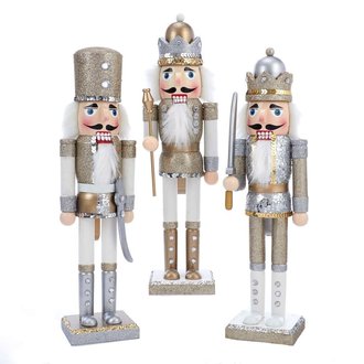Gold and Silver Glitter Nutcracker 15" high, 3 models to choose from Gold and Silver Glitter Nutcracker 15" high, 3 models to choose from