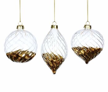 Ornement Rempli d'Or en Verre 8-13cm Ass.3