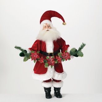 Père Noël Rouge Velour et Guirlande de Poinsettia 25" PN3500 Père Noël Rouge Velour et Guirlande de Poinsettia 25" PN3500