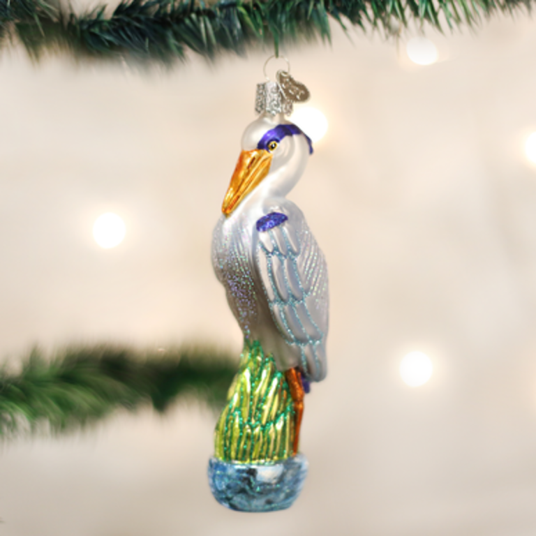 Great Blue Heron Glass Ornament