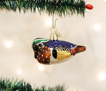 Wood Duck Christmas Glass Ornament 16046