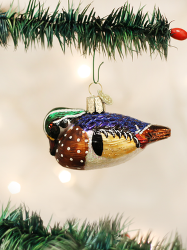 Wood Duck Christmas Glass Ornament 16046